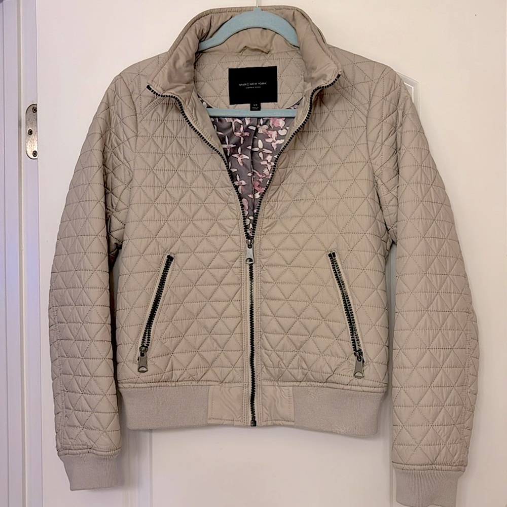 Marc New York Women’s Xs Diamond Quilted Hidden Hood Puffer Bomber Jacket